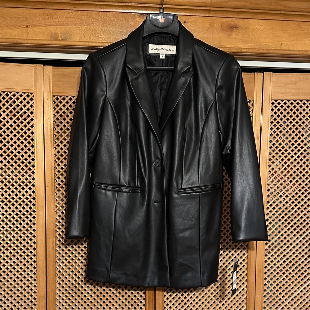 Sebby Collection Black Leather-Look Jacket - Women's